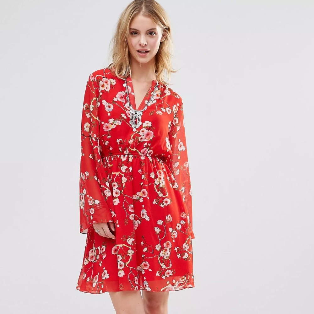 Style London Skater Dress With Fluted Sleeves